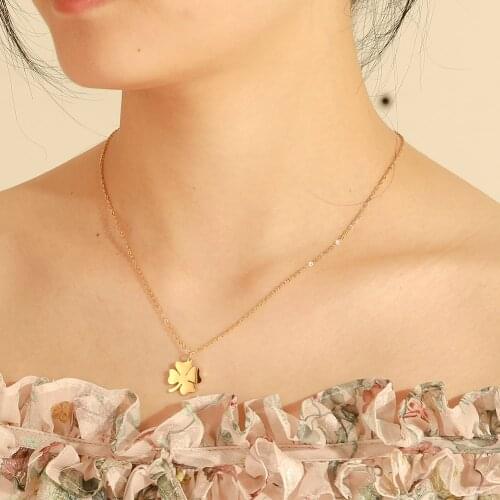 Teamer Lucky Clover Pendant Womens Stainless Steel Necklace Viking Valknut Wicca Celtics Knot Triqueta Wish Jewelry Talisman