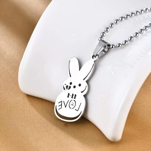 Lil Peep Love Rabbit Rock Star Rapper Pendant Necklace Beads Link Chain Stainless Steel Charming Clavicle Jewelry Accessories