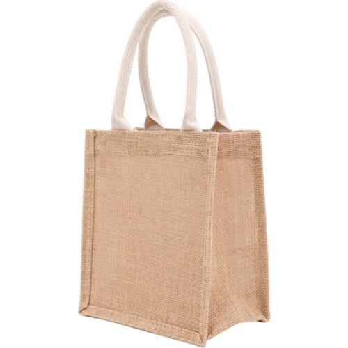 M68C Jute Burlap Tote Large Reusable Grocery Bags with Handles Women Shopping Bag