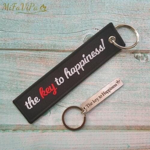 MiFaViPa Fashion Trinket Keychain Aircraft The Key to Happiness Key Chain with 1 PC Metal Plane Keyring Embroidery Keychains