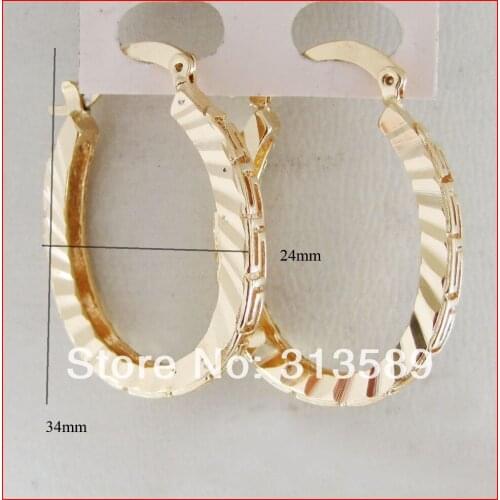/ MIN ORDER 10$ CAN MIX DESIGN /GREAT - YELLOW GOLD GP OVERLAY FILL WITH BRASS HOOP TALL 34 MM 1.3" EARRING/GREAT GIFT