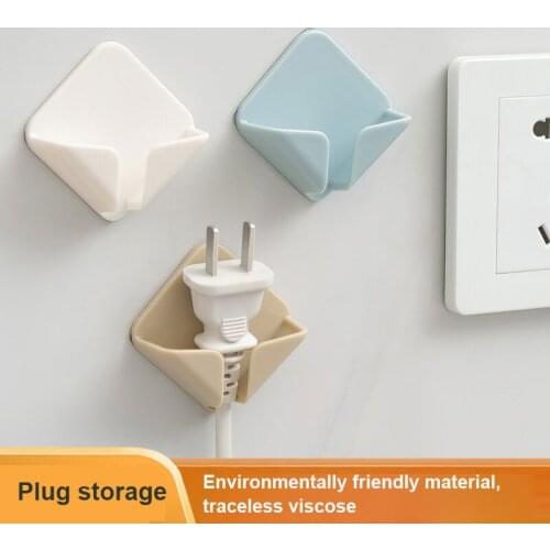 Wall Mounted Plug Storage Holders Racks Hook Saving Racks Self Adhesive Socket Kitchen Appliance Wire Plug Power Cord Racks