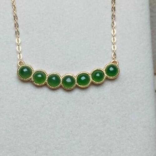 Natural Hetian Jasper Charm 925 Silver Chain With Emerald Beads Design Flower Inlaid Zircon Blessing Lucky Pendant