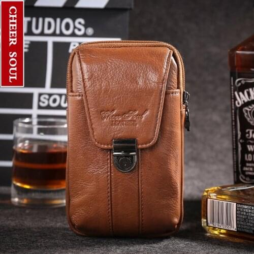 New Men Genuine Leather Fanny Waist Bag Cell/Mobile Phone Coin Purse Pocket Belt Bum Pouch Pack cigarette key card holder 2018