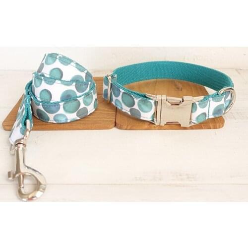 Personalized DOT Pet Collar Wave Nylon Custom Puppy Cat Name ID Tag Adjustable BUBBLE Collars Lead Leash Set Free Engraving