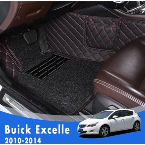 Custom Car Floor Mats For Buick Excelle 2014 2013 2012 2010 Luxury Double Layer Wire Loop Car Styling Interior Accessories Rugs