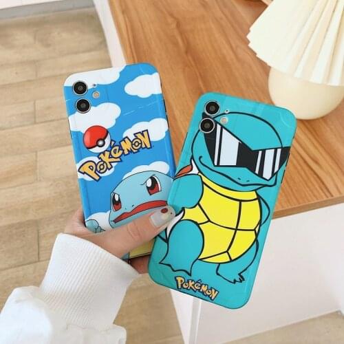 Anti-fall Pokemon Squirtle Phone Case for IPhone11 11pro SE2 12 Mini Iphone7 8P X XR XSMAX Cute Cartoon Silicone Case Couples
