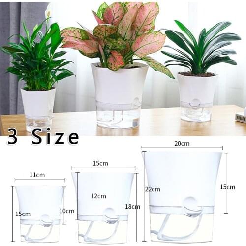 Transparent Self-Watering Plant Flower Pot Plastic Planter Home Garden Decor Hexagonal Lazy Flowerpot SM L