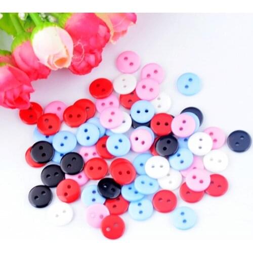 Free Shipping 100Pcs plastic Round 2 Holes Buttons Mixed Painted Design Decoration Clothing Accessories Sewing Buttons 11mm