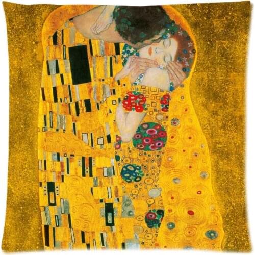 Gustav Klimt Work Cushion Cover Customized Throw Pillowcase Waist Pillow Cover Home Sofa Car Decor 45x45cm Drop Shipping