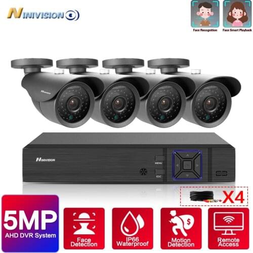 AHD 4CH CCTV System 5mp Video Surveillance DVR with 4PCS 3.6MM 1080P HD Night Vision CCTV Home Security Camera System Kit 2TB