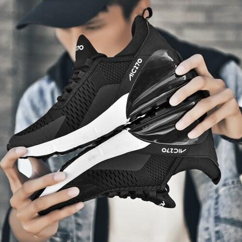 Running Shoes for Men Jogging Sneakers for Women Air Sole Breathable Mesh Lace-Up Outdoor Training Fitness Sport Shoes