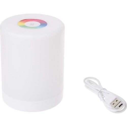 LED Night Light, Smart Bedside Table Lamp, Touch Control, Dimmable, USB Rechargable, Portable, Color Changing RGB for kids