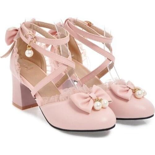 Girls Leather Shoes Womens Large Sizes 32-43 Party Wedding womens Shoes Sandals 2020 Female High Heels Platform Pumps