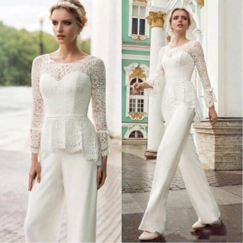 Gorgeous Mother 's Pants Suit With Lace Up Long sleeves Sash Ribbon Floor Length Jumpsuit Wedding Guest dresses Formal Evening P