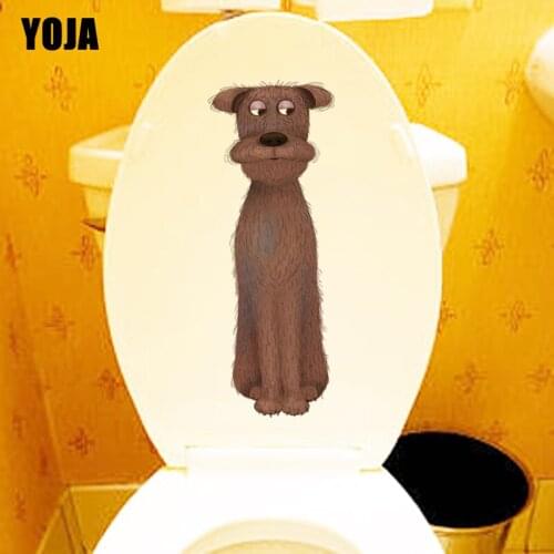 YOJA 9.5*25.2CM Funny Cartoon Dog Toilet Sticker Decal Living Room Home Wall Decor Animal T3-0692