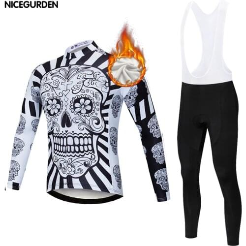 Winter mens cycling wear suit strap long-sleeved bicycle retro mountain bike slim warm shirt road team sports equipment male