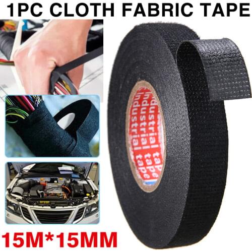 1pc 15m x 15mm Car Electrical Insulation Flame Retardant Heat-resistant Tape Adhesive Cloth Tape Cable Harness Wiring Protection