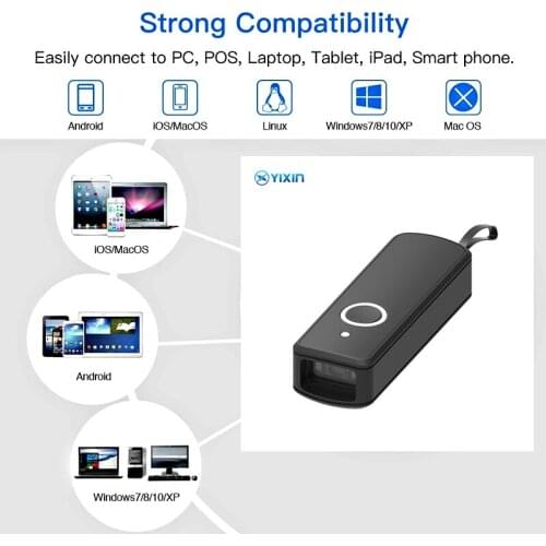 1D 2D Mini Wireless Barcode Scanner Bluetooth Portable USB CCD Image Reader For Warehouse Logistics Restaurant