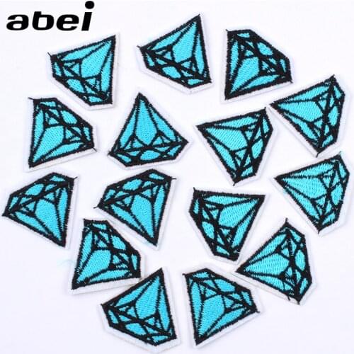 5pcs/lot Embroidered Blue Diamond Patch Iron On Sew On Garments Stickers Diy Jeans Coats appliques sewing accesories Motif Badge