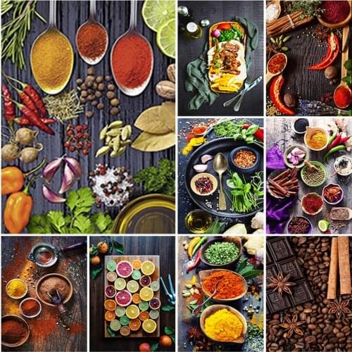 5D DIY Diamond Painting Spices Full Square Drill Seasoning Diamond Embroidery Landscape Cross Stitch Mosaic Sale Home Decoration