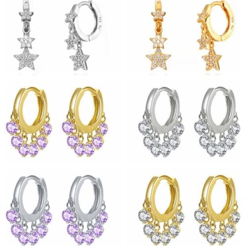 925 Sterling Silver Ear Buckle Exquisite Crystal Pendant Zircon Hoop Earrings Ladies Fashion Jewelry High-End Birthday Gifts