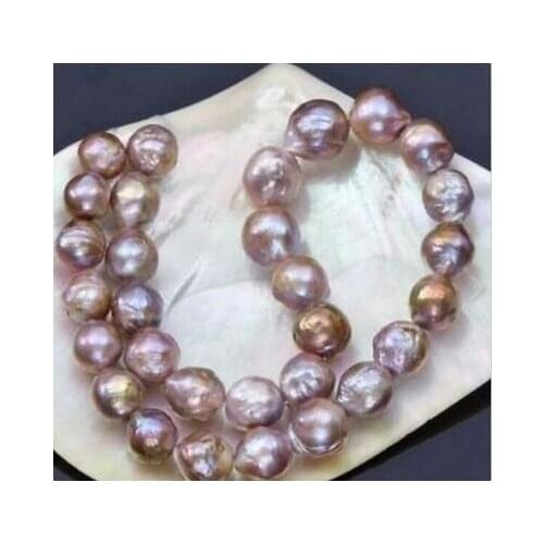 Free shipping 10-11mm natural south seas pink purple kasumi pearl necklace 17~18"