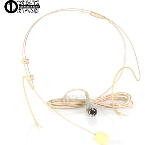 Beige 4 Pins Hirose Plug Headworn Mic Earset Headset Microphone For Audio Technica Wireless Bodypack AEW 4000a T1000a 5000a 5000