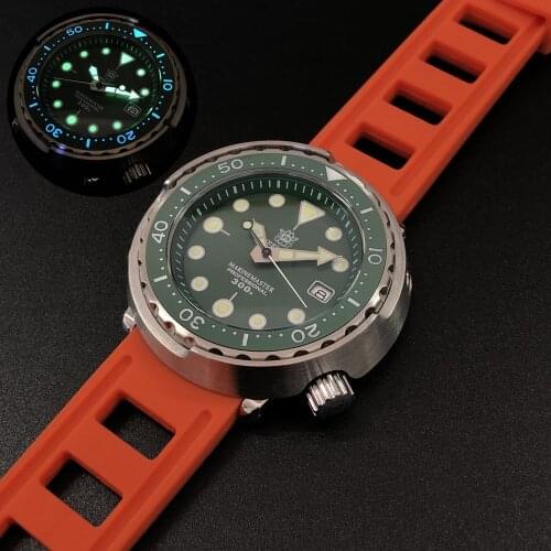 Men dive tuna watch,STEELDIVE mens automatic wrist watches 30ATM waterproof mechanical wristwatch Switzerland C3 luminous clock