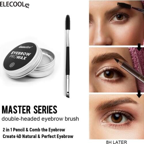 ELECOOL Long Lasting Eyebrow Soap Wax Dense Eyes Brow Transparent Makeup Styling Gel Wax with Brushes Cosmetics Tools for Women
