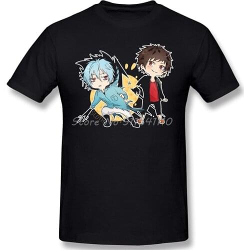 Kuro & Mahiru Homme Big size T-Shirt Servamp EVE Sleepy Ash Anime Tees Pure Cotton Oversized Short Sleeve