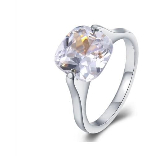 ZEMIOR Finger Rings For Women 316L Stainless Steel Big Square 5A Cubic Zircon Ring Fashion Jewelry Wedding Engagement Lover Gift