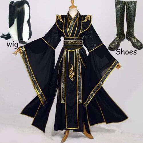 Geng Cosplay Costume Anime Sha Po Lang Chang Black Gold Chinese Hanfu Halloween New Arrival Costumes For Men Wigs and shoes
