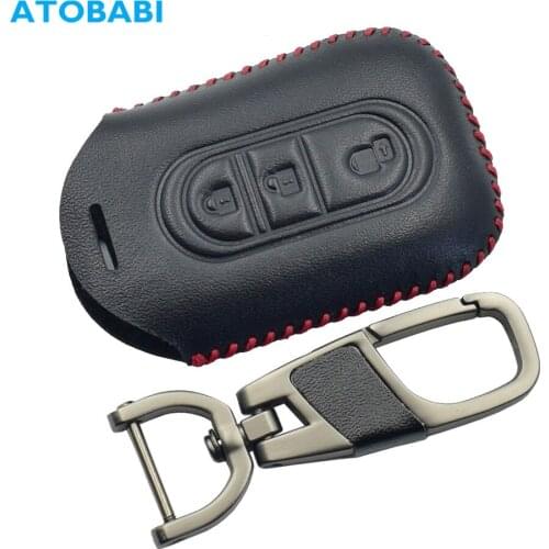 Leather Car Key Cover For Nissan Qashqai Micra Juke Navara Duke 2 Buttons Smart Remote Fob Protector Case Keychain Bag Accessory