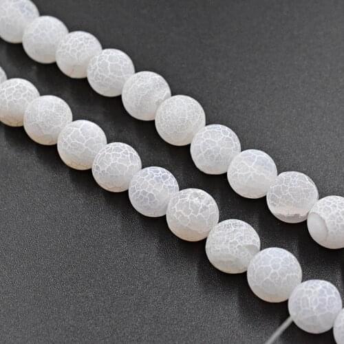 Wholesale White Frosted Agates Onyx Round Loose Beads for Jewelry Making 15 Inch Pick Size 6/8/10/12/14 Mm Diy Bracelet Necklace