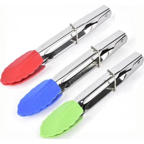 Kitchen Food Tongs Barbecue Salad Grill Serving Tongs No-stick Food Clip Silicone BBQ Tongs Bread Clamp Cake Clip 7-Inch