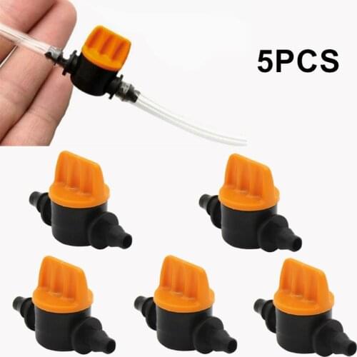 5PCS 1/4" Mini Valve garden tap 4/7 to 6mm Garden Irrigation Barbed Water flow control valve for 4/7mm Hose Irrigation Fittings