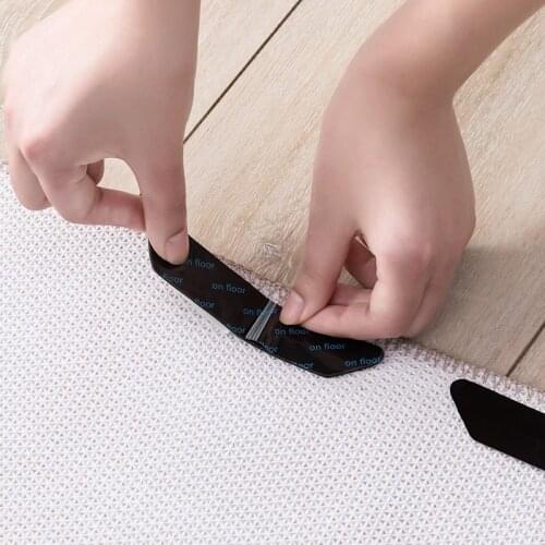8pcs Reusable carpet fixed sticker anti slip Anti Curling Floor Rug Mat Tape gripper Corners Pad For Home Living Room Bedroom