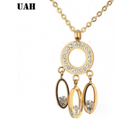 UAH Fashion Jewelry Gold Color Round Circle Long Tassel Necklace Women Exquisite Pendant Necklace Sweater Accessories Gifts