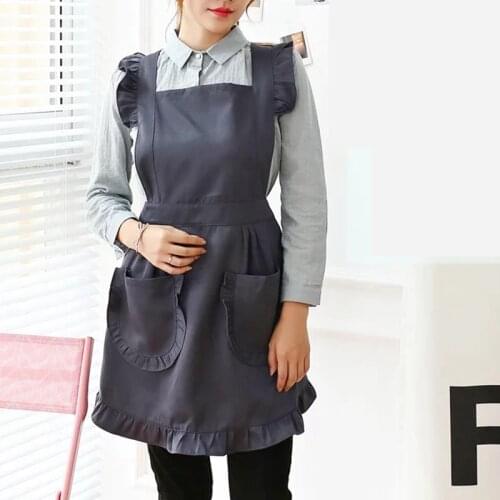 Brief Nordic Wind Apron Florist Cotton Linen Pleated Skirt lady kitchen Apron dress For Cooking Baking Restaurant Pinafore