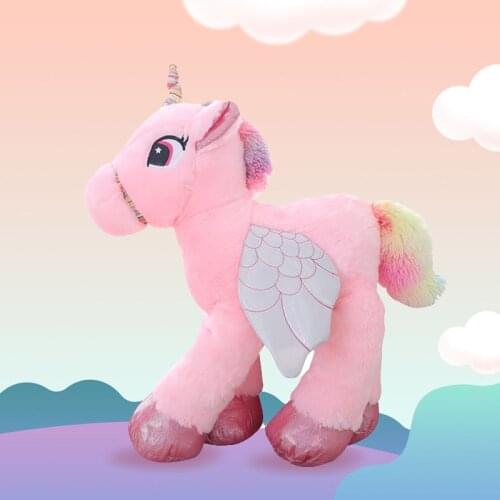 45-90cm Cotton candy Unicorn Doll Soft pony plush toy Angel pony doll sleeping pillow