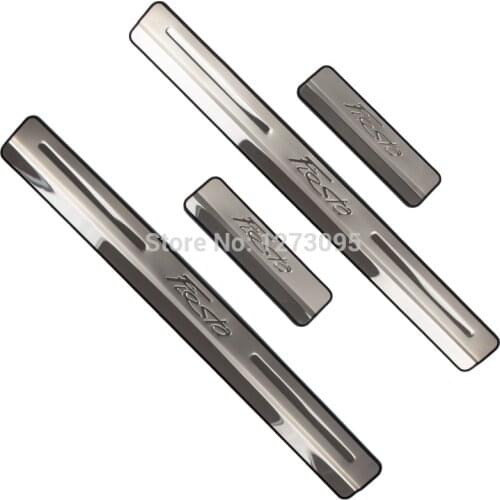 For Ford Fiesta 2017 2018 Stainless Door Sill Scuff Plate Protector Trim Kick Guard Pedal Step Cover Car Styling Accessories