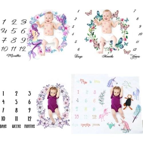 Newborn Baby Girls Boy Blanket Milestone Photography Photo Props Shoots Cloth