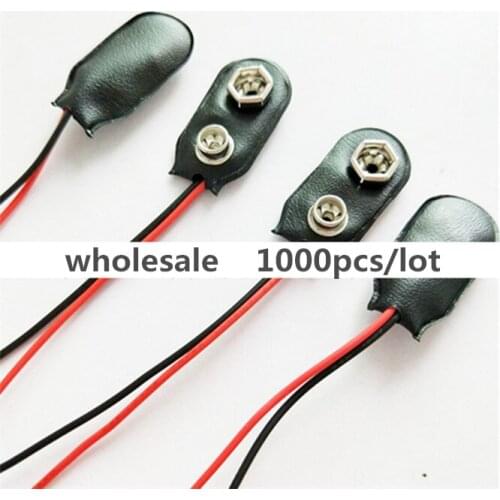 Wholesale 1000pcs PP3 9V 9volt Battery Holder Clip Snap Type I On Connector Cable Lead 15cm length Cable 3 years warranty