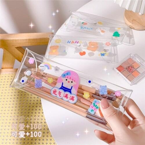Simple Transparent PVC Pencil Case Office Student Pencil Cases Stationery Kalem Kutusu School Supplies Pen Box Astuccio Scuola