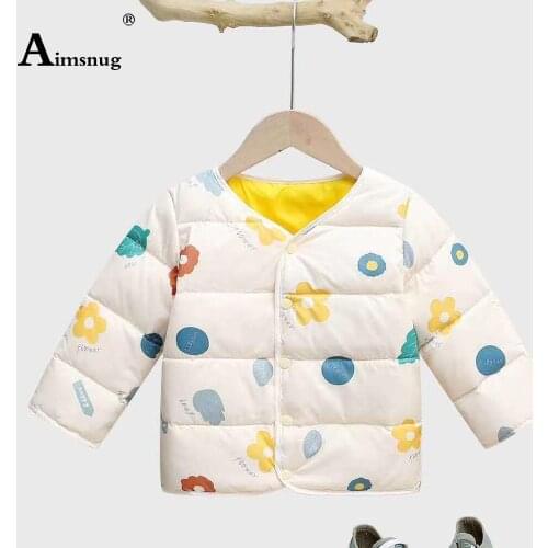 Unisex Baby Down Coats Kids Clothing 2021 Single Breasted Top Children Sweet Print Outerwear Toddler Boy Girl Winter Warm Jacket