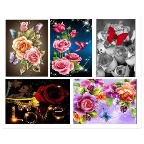 Flowers Butterfly Rose Resin Full 3D Diamond Painting DIY Diamond Mosaic Beadwork Embroidery Gift Making Tools Diamond Pattern