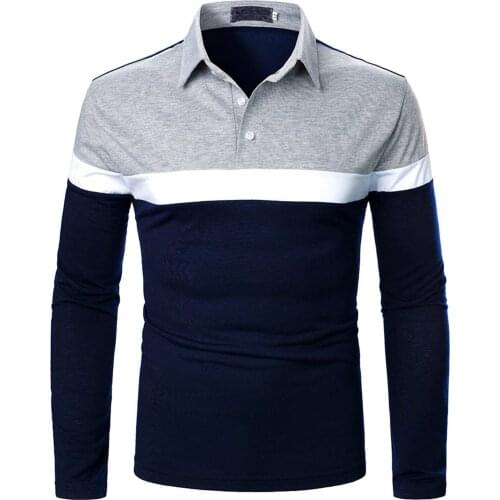 Fashion Polo Shirts Men Long Sleeve Patchwork Casual Turn-down Collar Pullover 2021 Autumn Harajuku Mens Tops Streetwear 2021