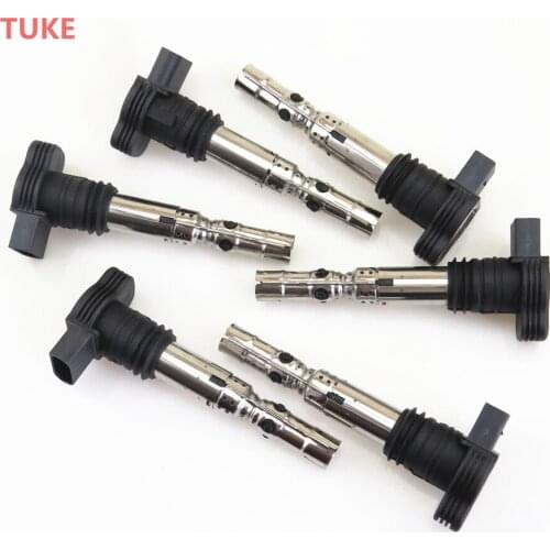 RWSYPL 6Pcs Engine High Voltage Ignition Coil Nozzle For Bora Golf MK4 MK5 Passat Beetle TT A4 A6 Seat Leon Toledo 06A 905 115 D