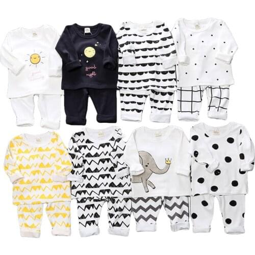 Autumn New Baby Boys Girl Pyjamas Set Newborn Baby Sleepwears Long Sleeve Top + Pants 2-Pce Suit 1-4Y Child Cotton Clothing Set